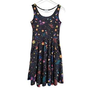 Galaxy Solar System Scoop Neck Sleeveless Dress with Pockets